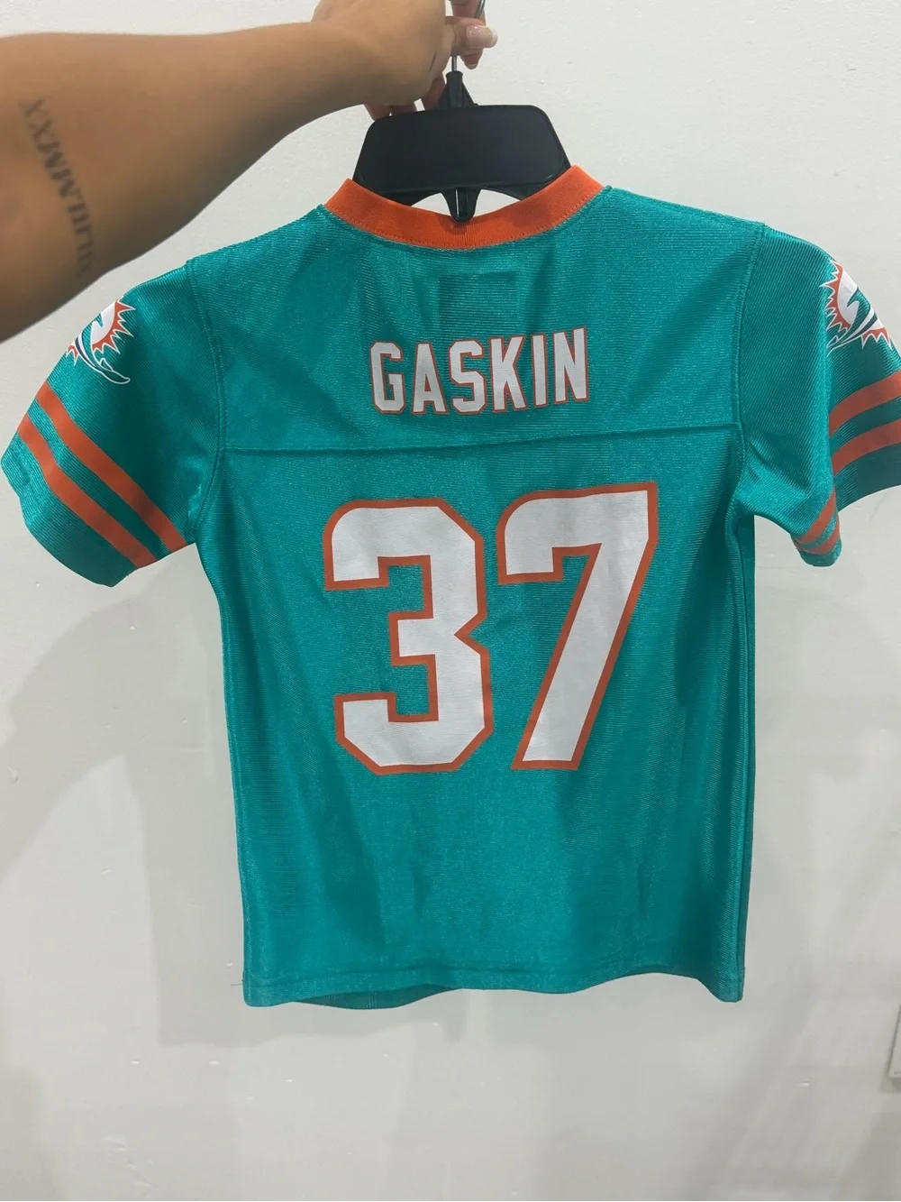 Kids #37 Teal Dolphins Football Jersey NFL